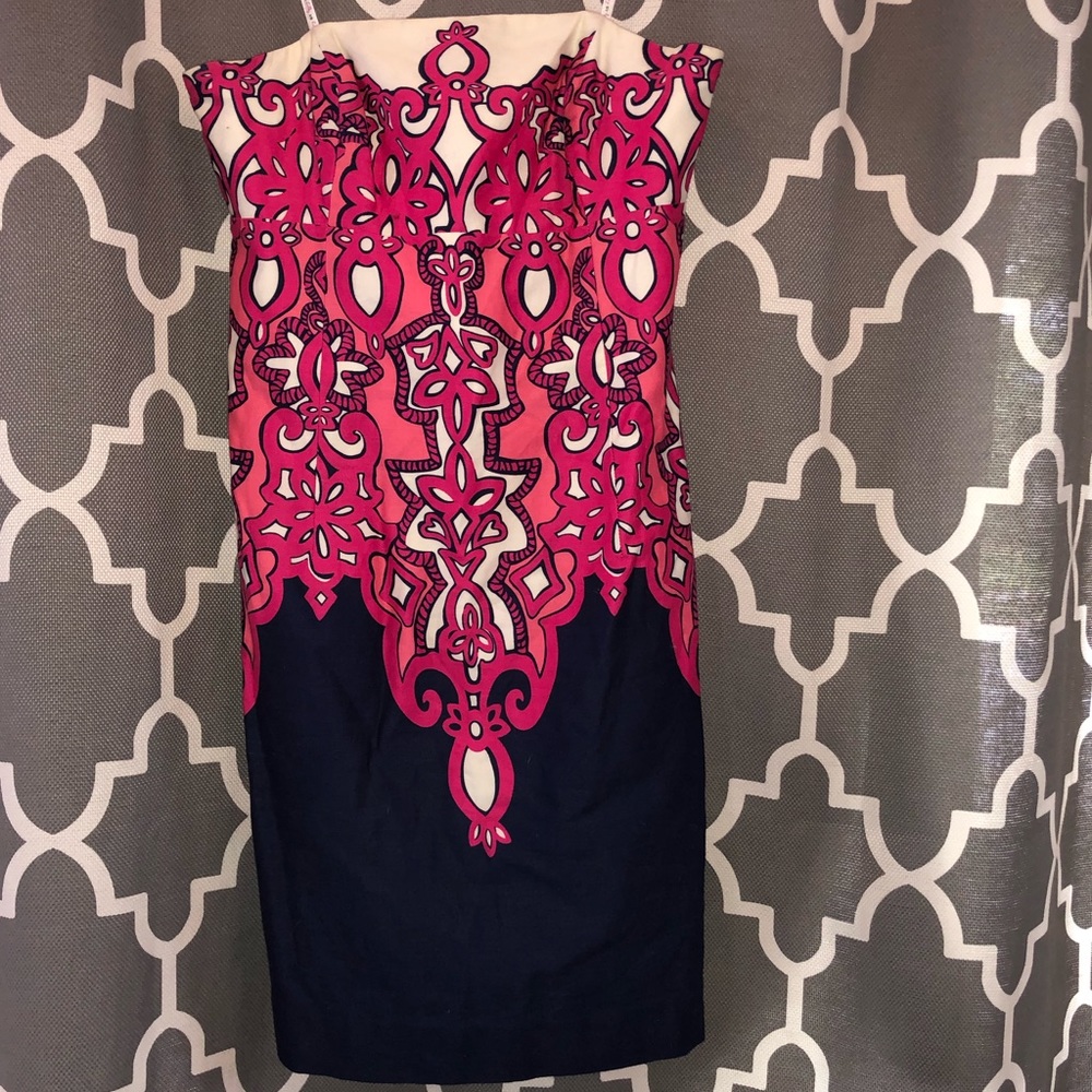 Strapless navy, pink, & white Lilly Pulitzer dress